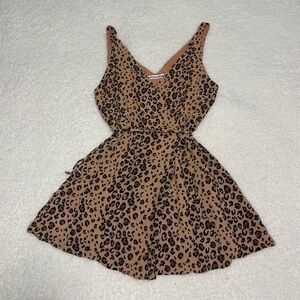 Reformation Women Animal Print Feline Wrap Mini Dress